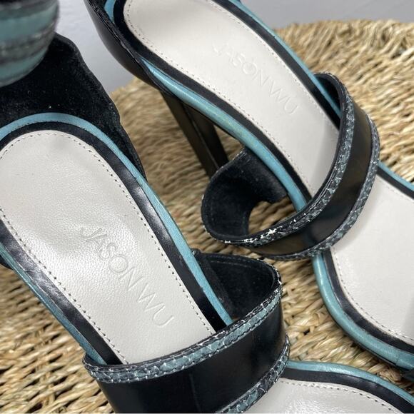 JASON WU Snakeskin Leather Strappy Heels Womens Size 36.5 Italy Party Elevated - Picture 5 of 9